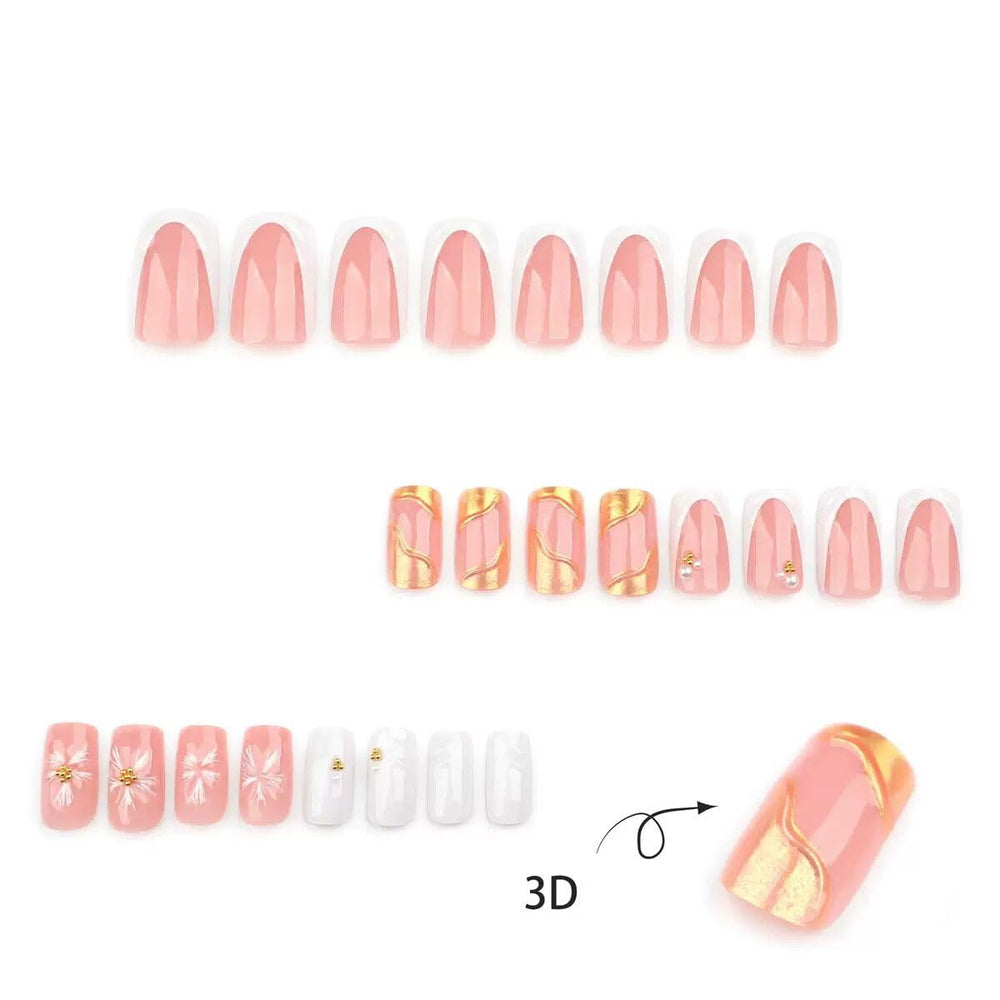 CTTHNBD uñas postizas forma cuadrada con diseño de arte.