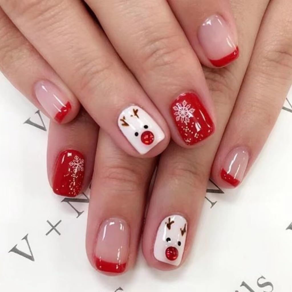 CTTHNBD copo de nieve en uñas postizas navideñas para look invernal
