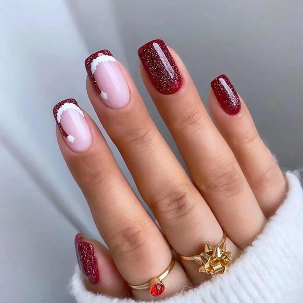 CTTHNBD Santa Claus en uñas postizas para ocasiones festivas
