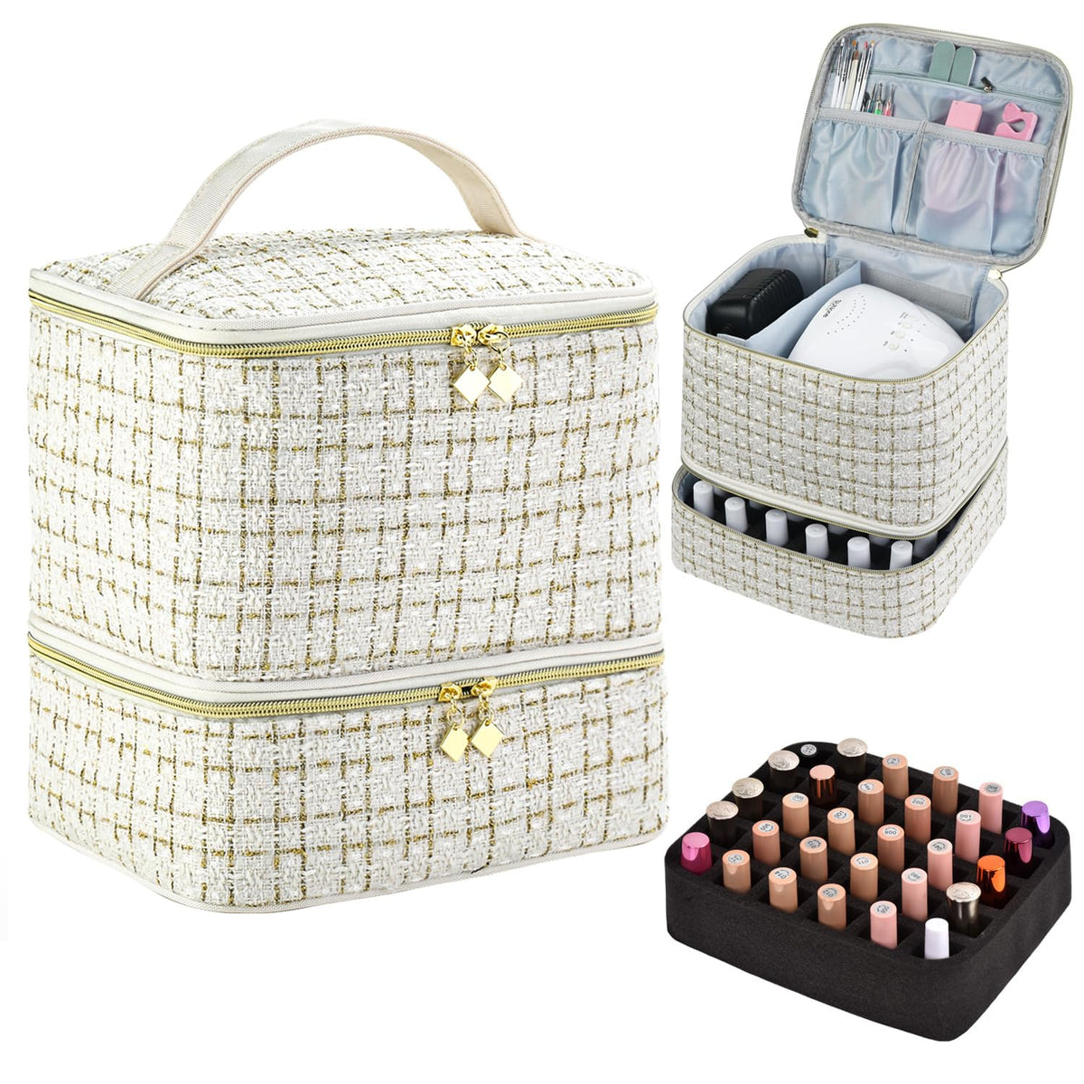 CTWWFS estuche organizador esmaltes y lámpara de uñas, ideal para ordenar y transportar.
