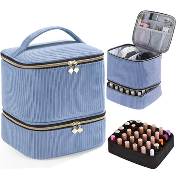 CTWWFS organizador corduroy para uñas con 30 botellas, ideal para viajar