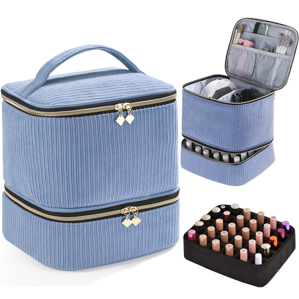 CTWWFS organizador corduroy para uñas con 30 botellas, ideal para viajar