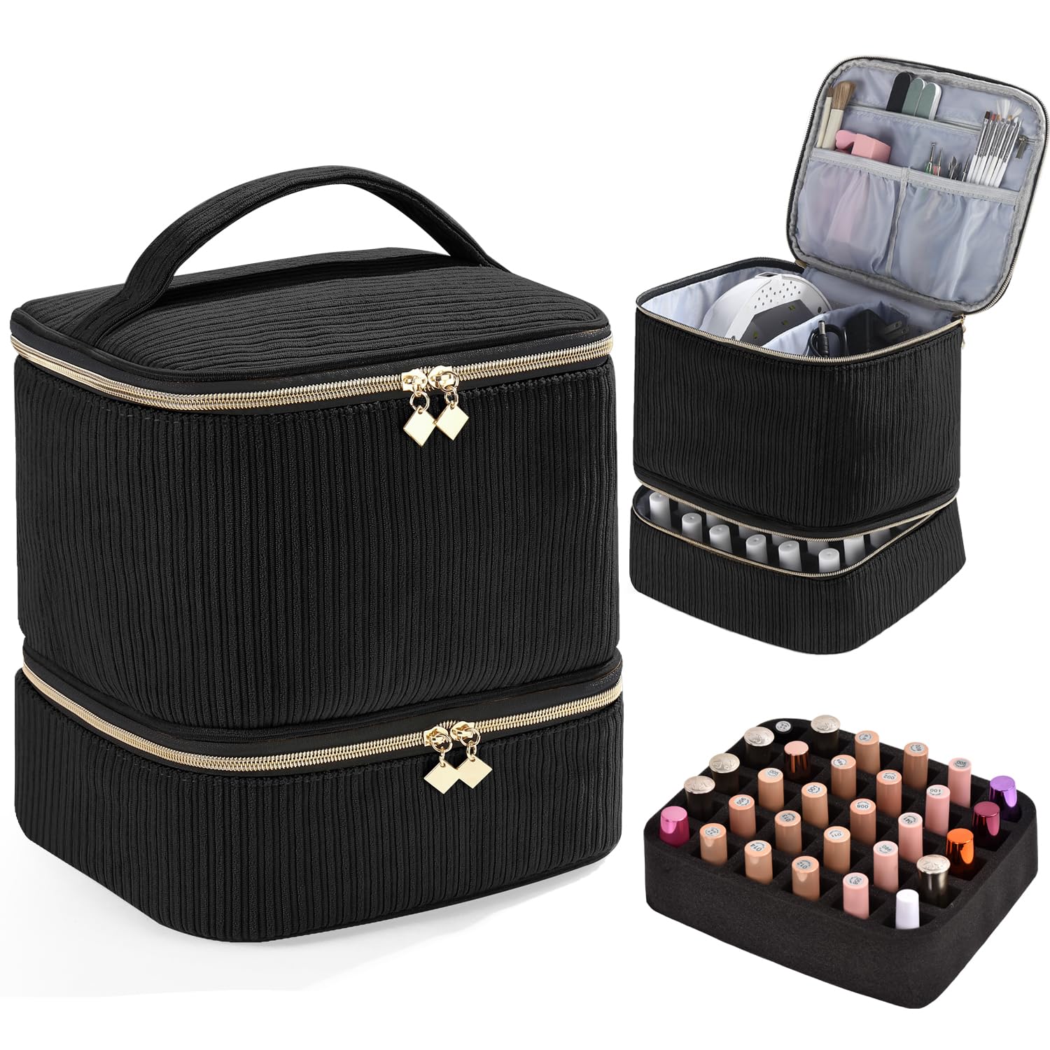 CTWWFS organizador de esmaltes con textura de pana, ideal para mantener frascos ordenados.