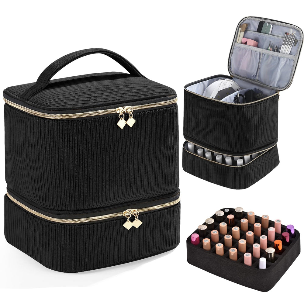 CTWWFS organizador de esmaltes con textura de pana, ideal para mantener frascos ordenados.
