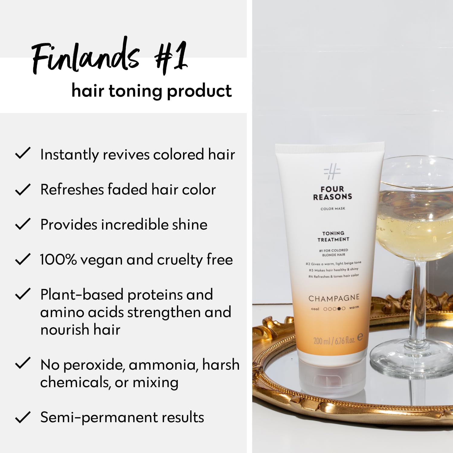 Cuatro Razones Máscara de Color Champán Rubio: cuidado sin sulfatos para cabello sensible