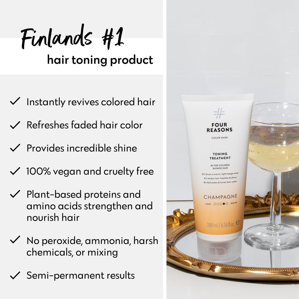 Cuatro Razones Máscara de Color Champán Rubio: cuidado sin sulfatos para cabello sensible