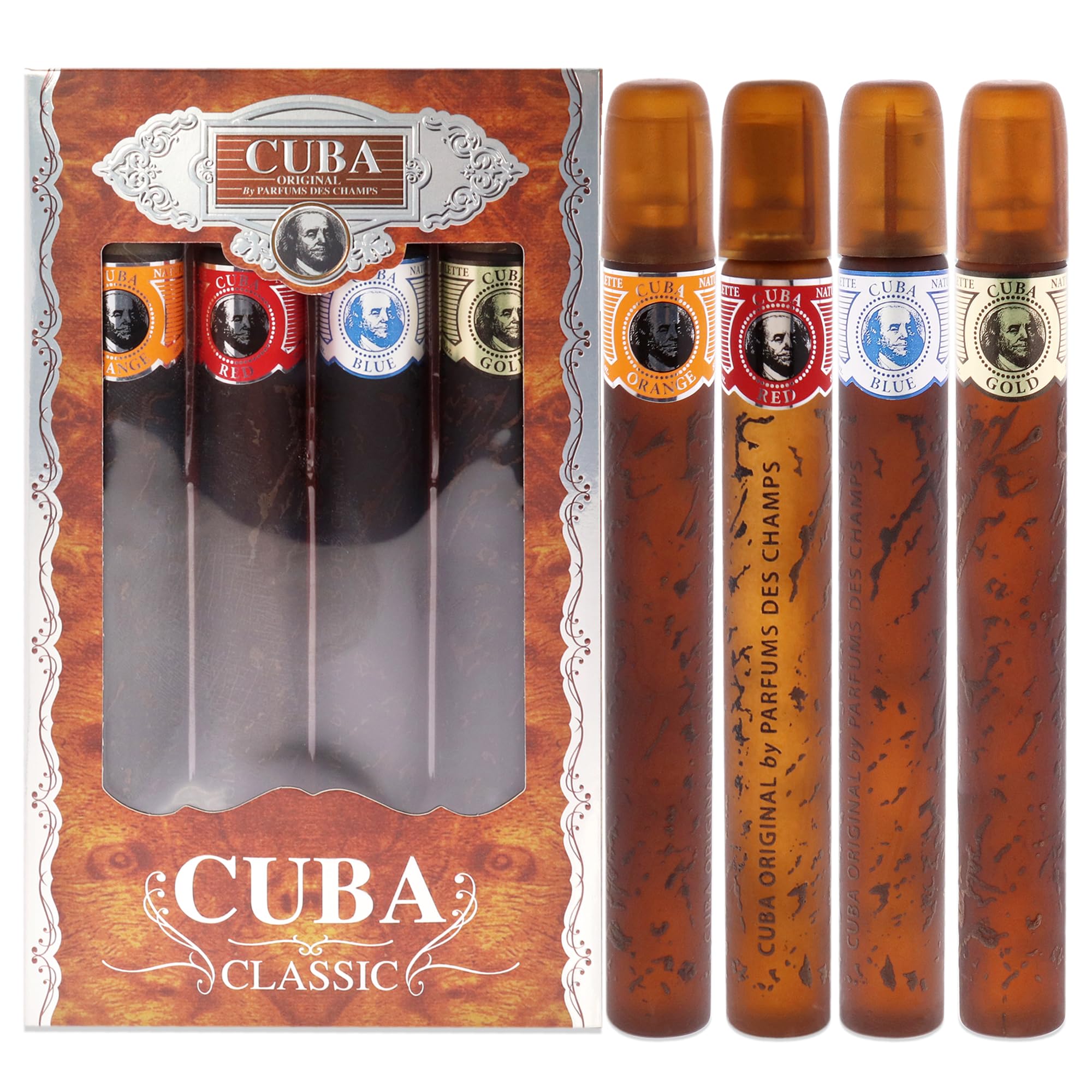Cuba para hombres: conjunto regalo de 4 piezas en caja, perfecto para ocasiones.