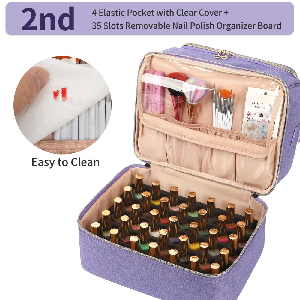 Cubetastic capa superior con 10 ranuras para esmaltes y bolsillos prácticos