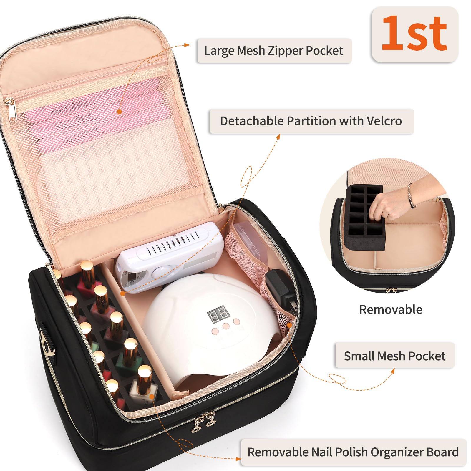 CUBETASTIC organizador de doble capa con 10 ranuras, mantén tus esmaltes organizados.
