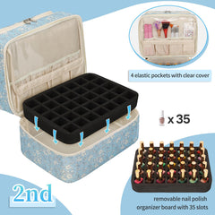 CUBETASTIC Sección de doble capa, vista superior con 10 ranuras para esmaltes, máxima organización.