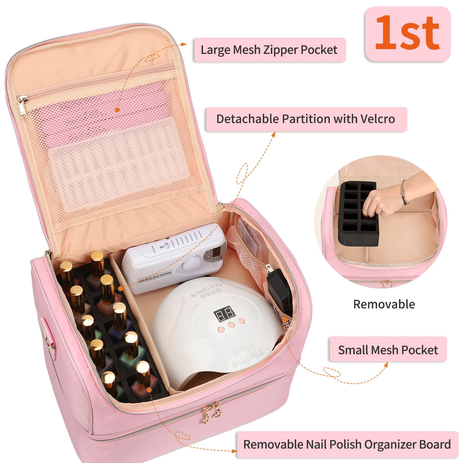 Cubetastic: acolchado de nylon protege frascos de esmalte durante el transporte.