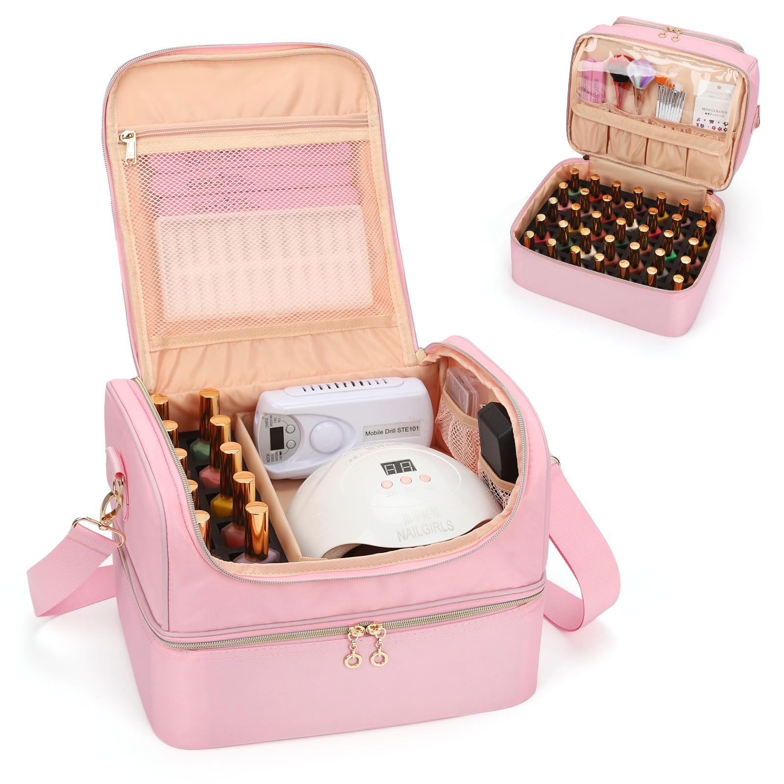 Cubetastic: organizador de esmaltes con lámpara LED para uñas, secado rápido y ordenado.