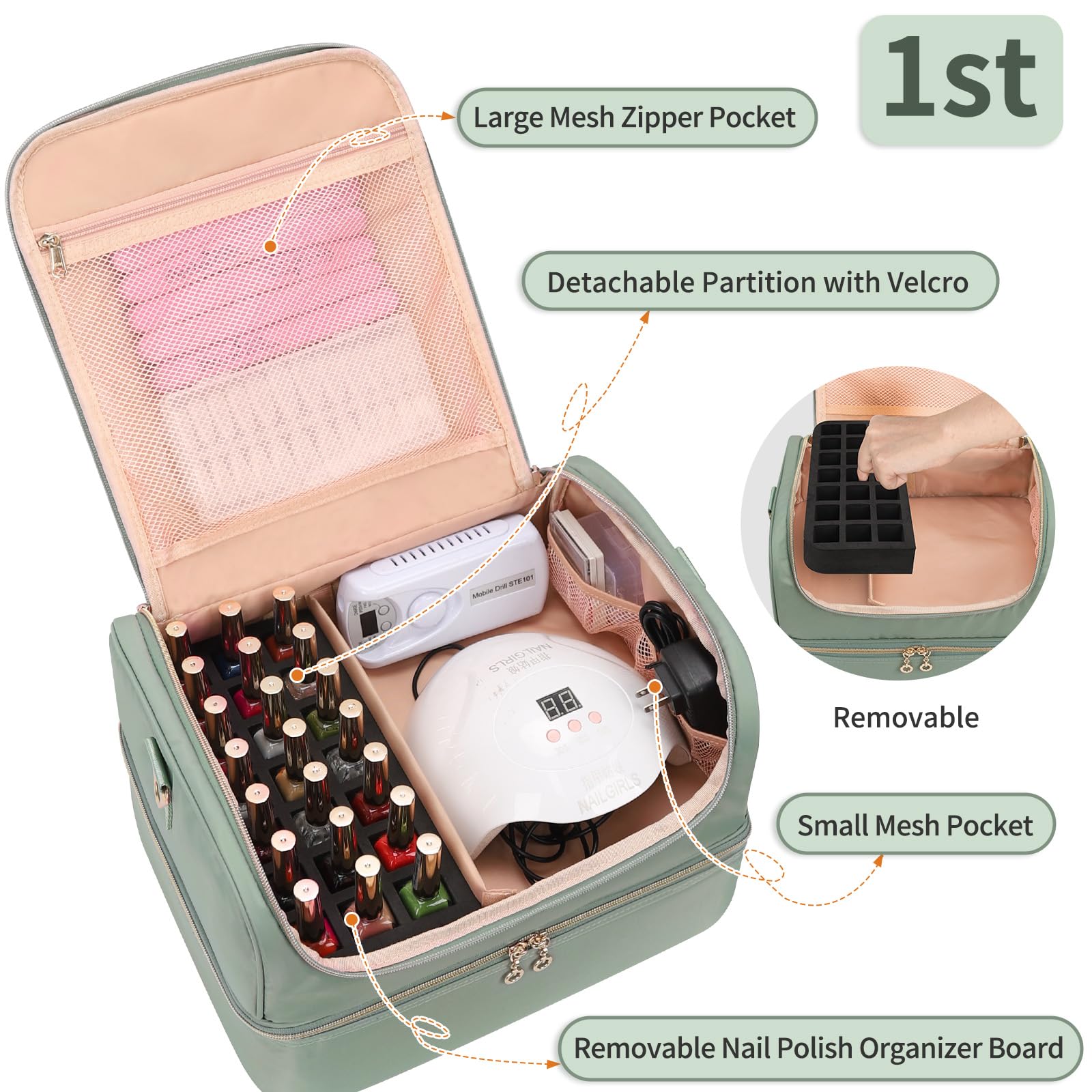 Cubetastic organizador esmaltes doble capa interior para organización.