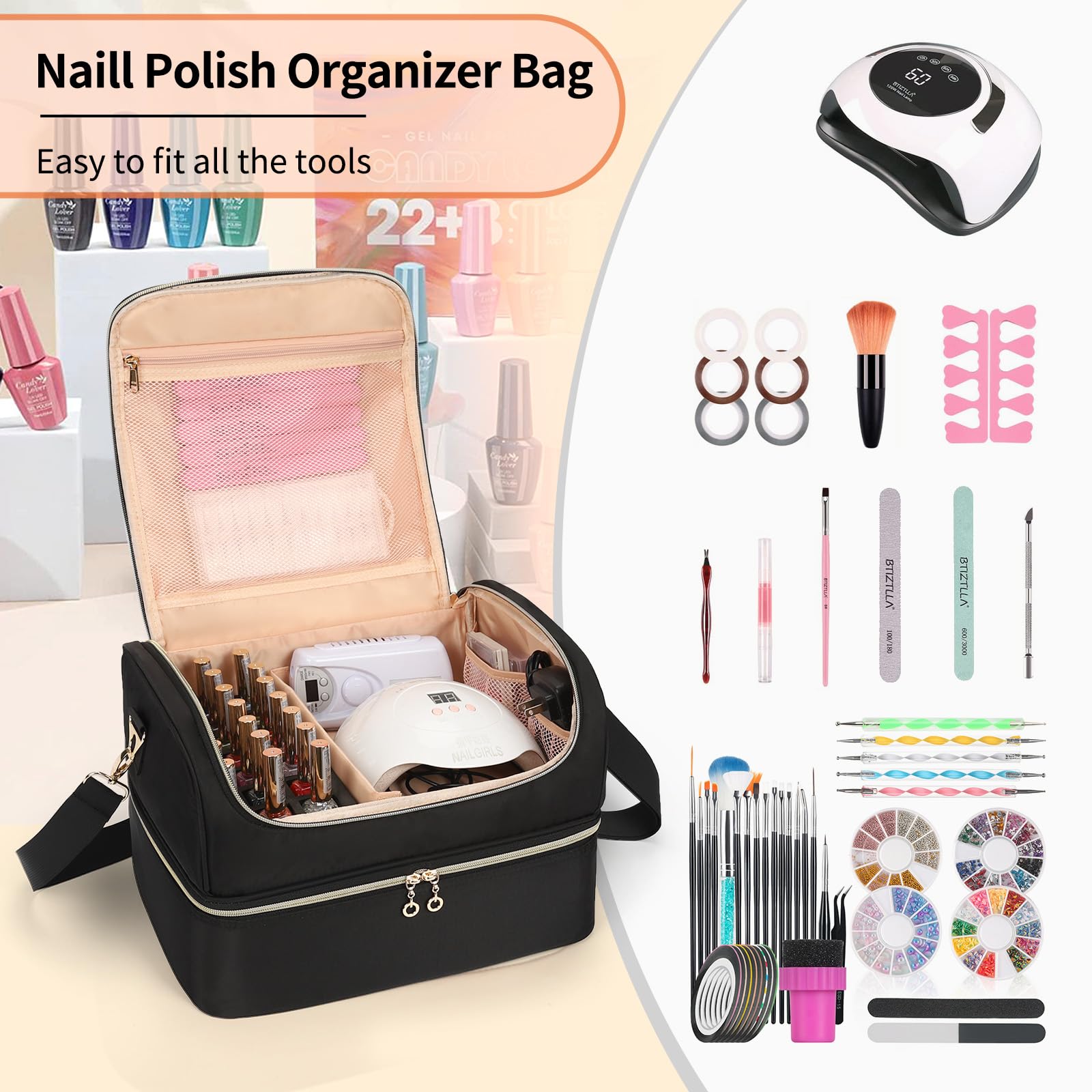 CUBETASTIC organizador esmaltes con diseño compacto para viaje