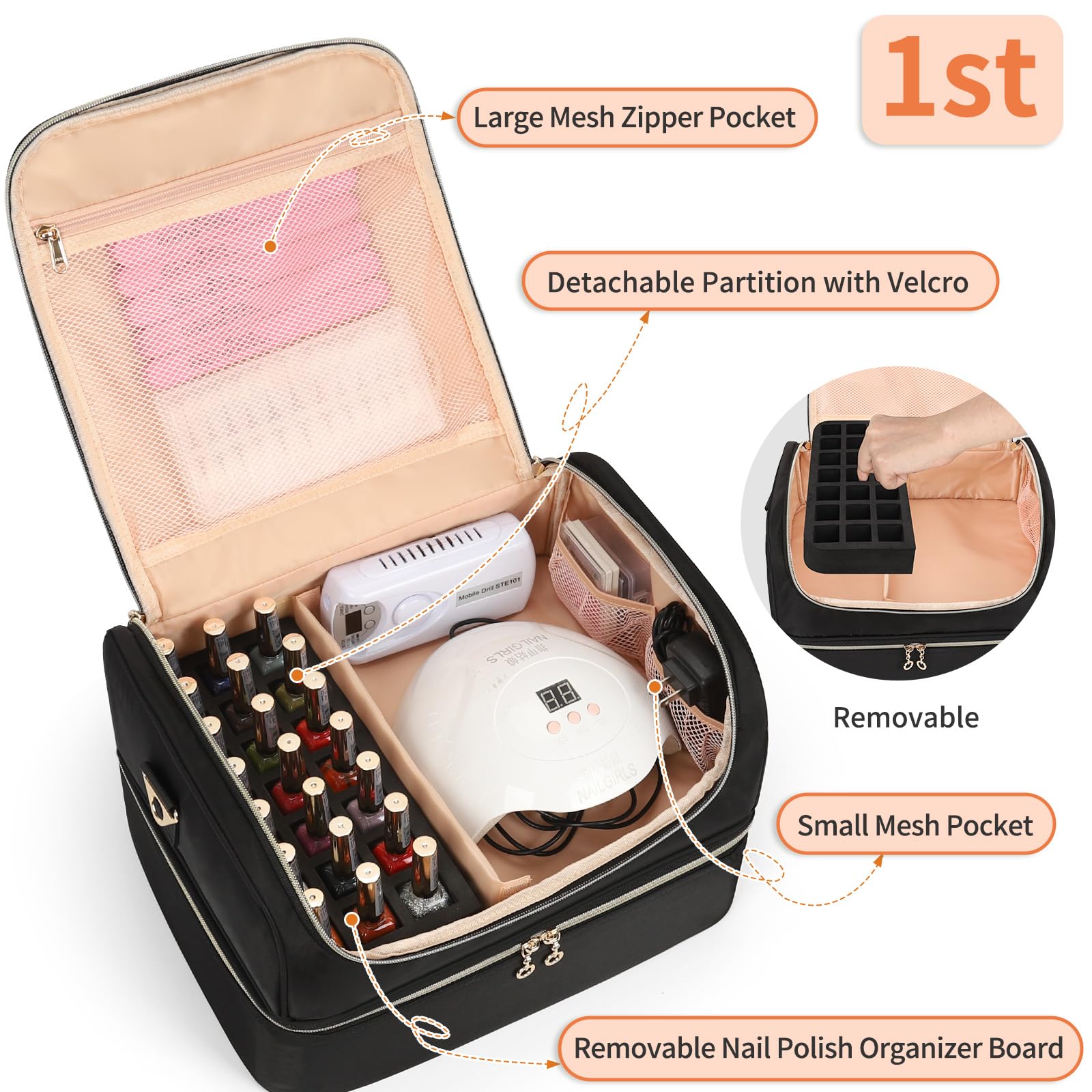CUBETASTIC organizador esmaltes con diseño de doble capa para mayor capacidad