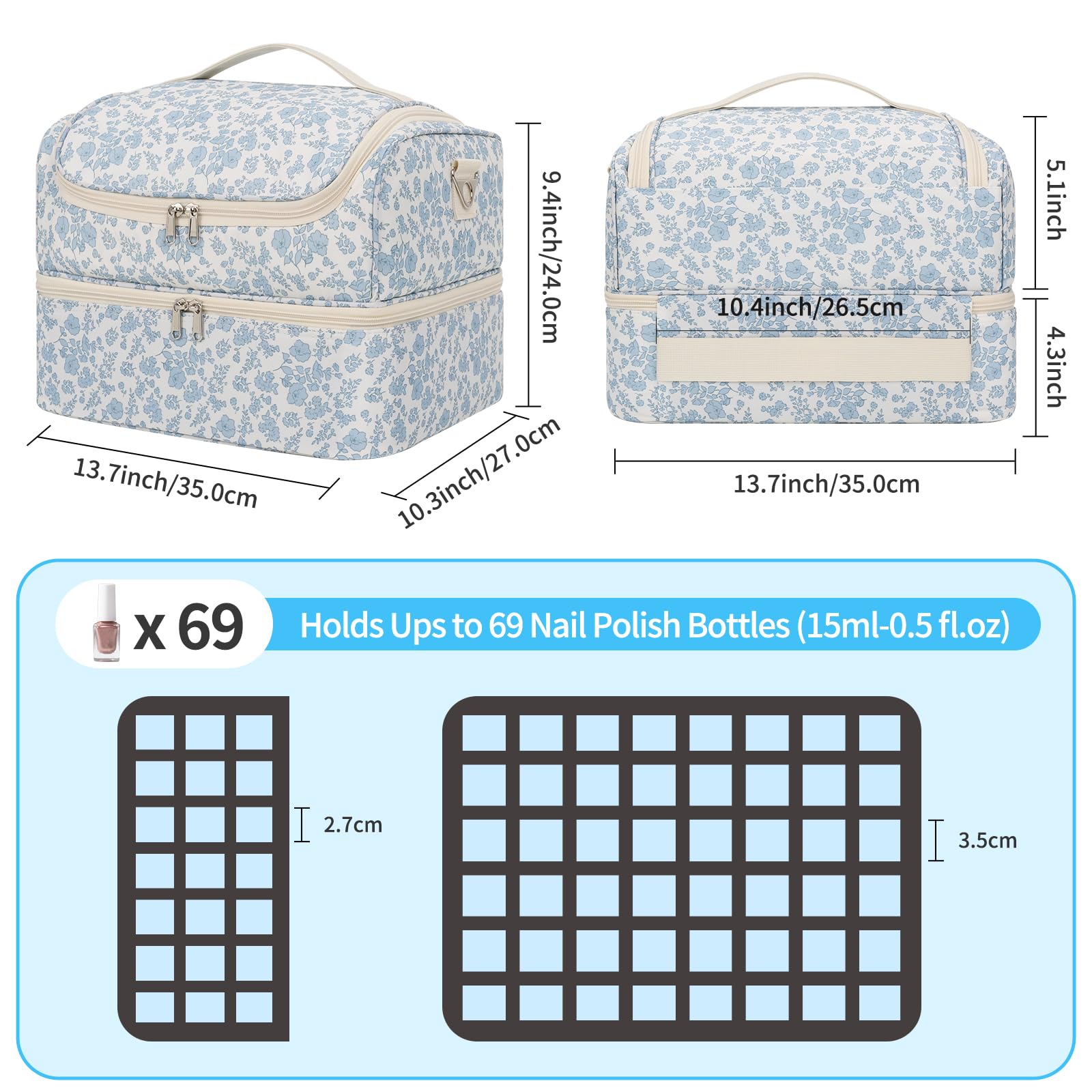 CUBETASTIC Sac de transport pour manucure avec lampe à DEL