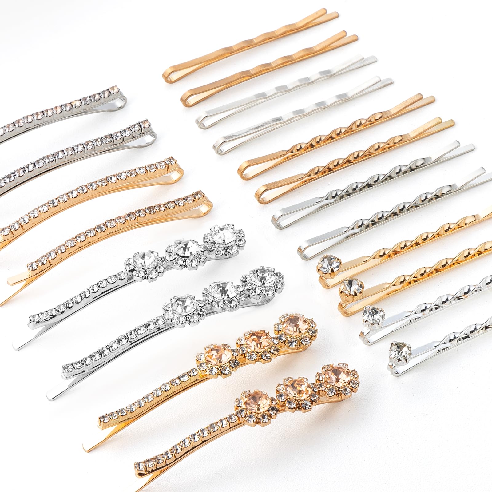 CubGreff pinzas brillantes plata para look diario con brillo sutil.