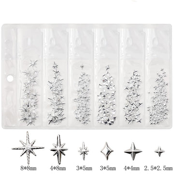Dijes estrella plateados de CUBLIVE para uñas, acabado duradero.