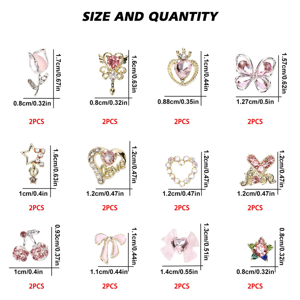 Dijes CUBLIVE lazo 3D para uñas, acento elegante y kawaii.