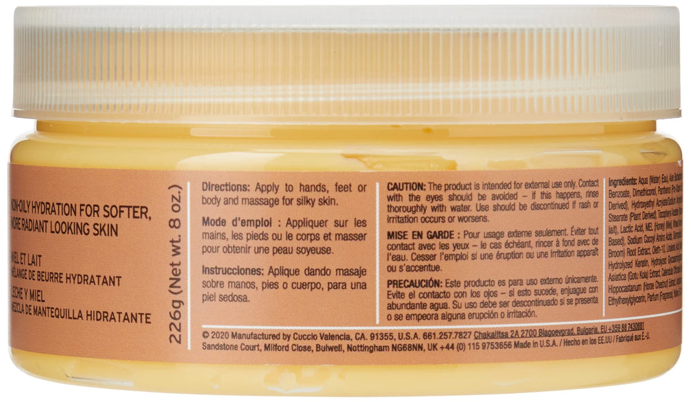Cuccio Naturale Butter Blends aroma leche y miel para una experiencia calmante.