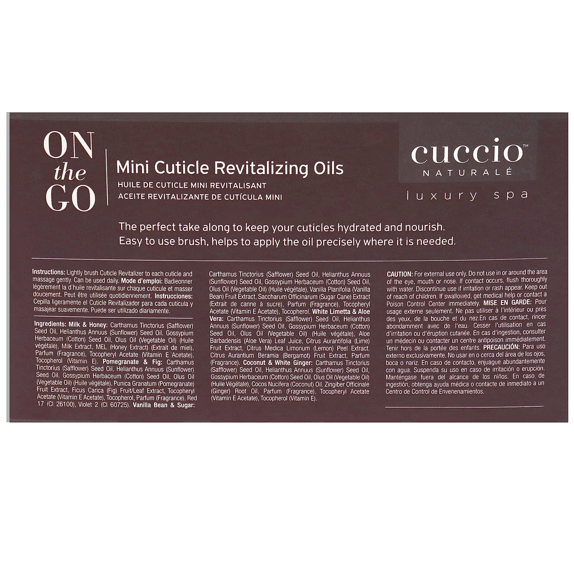 Cuccio Naturale Mini Aceites Cutícula Vainilla y Azúcar: aroma reconfortante para el cuidado diario.