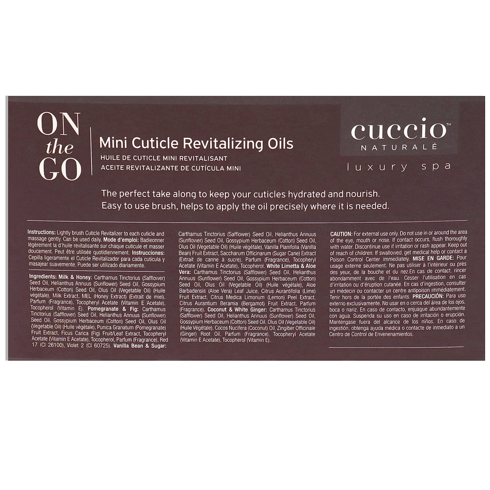Cuccio Naturale Mini Aceites Cutícula Vainilla y Azúcar: aroma reconfortante para el cuidado diario.