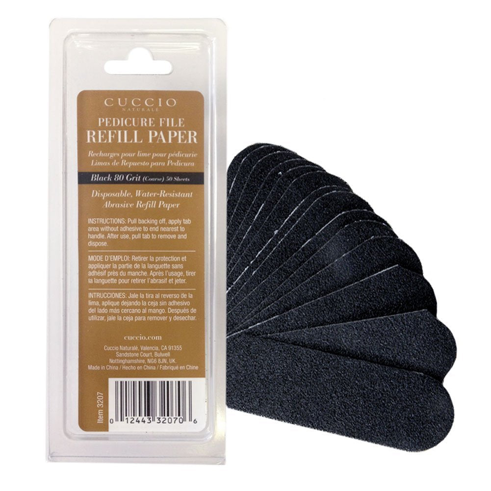 Cuccio Naturale recargas para lima pedicura 80-grano negro para suavizar callos