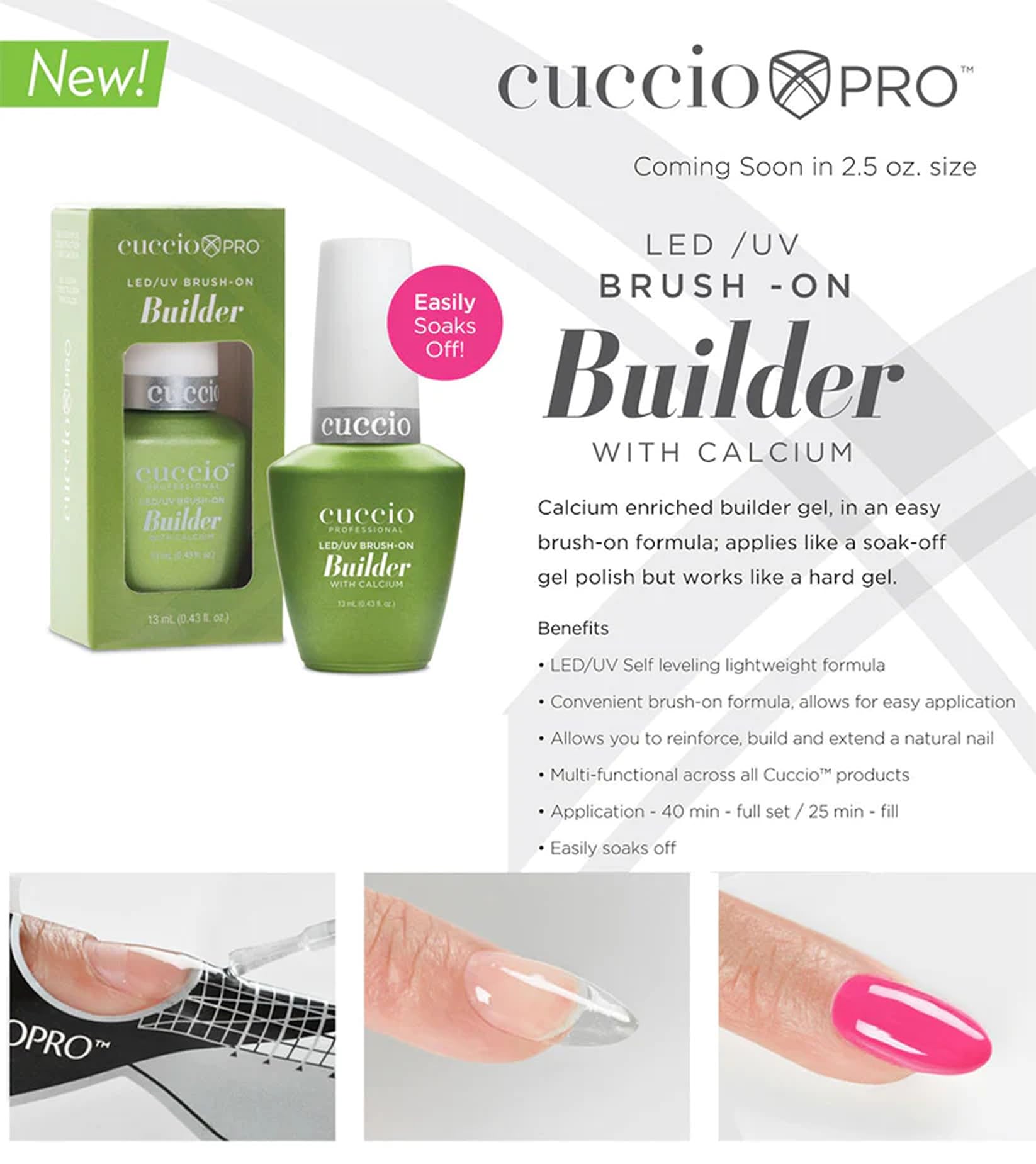 Cuccio Pro Builder Gel overlay sobre tips para realzar las uñas