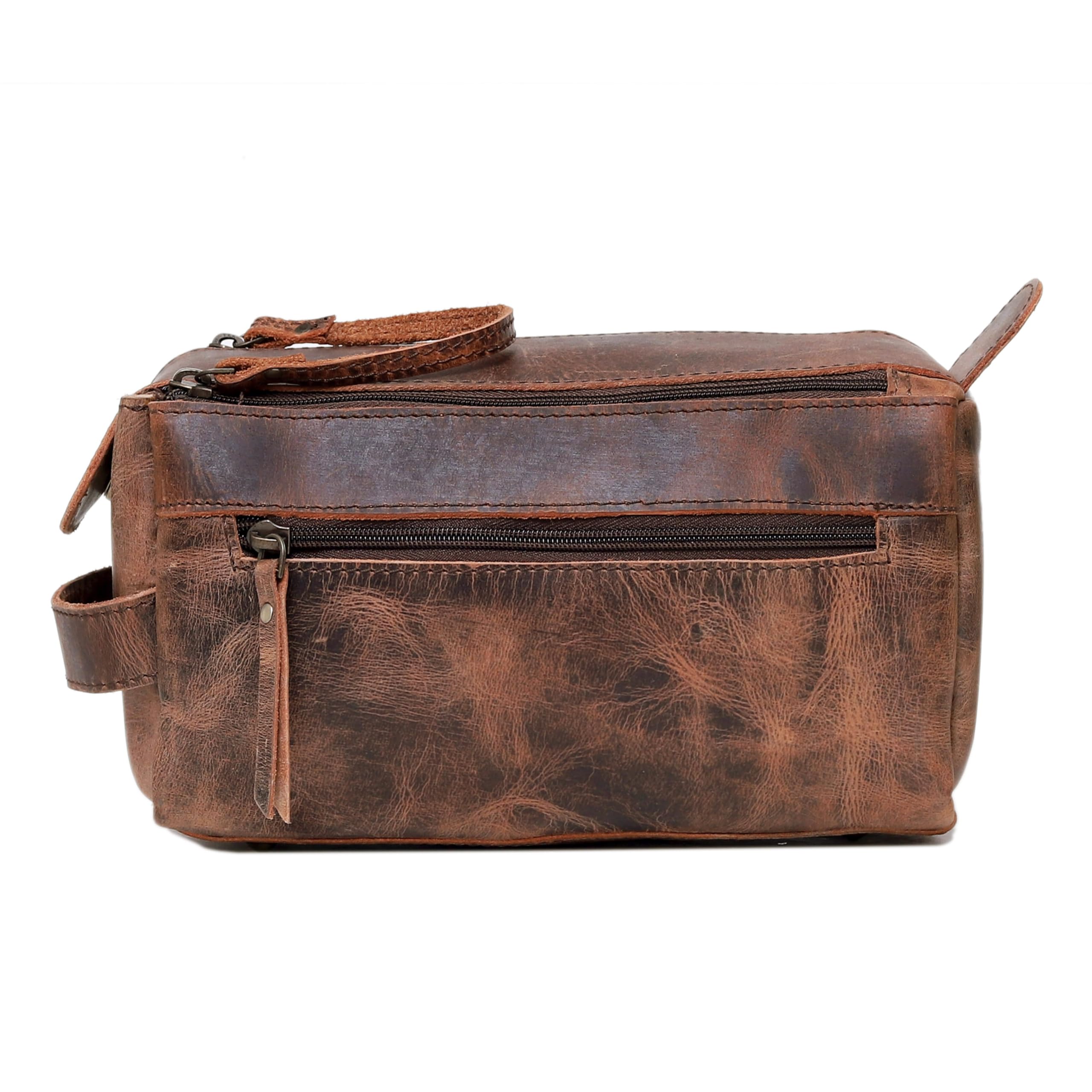 Cuero kit toilette cuir buffle-usage-voyage, idéal pour déplacements.