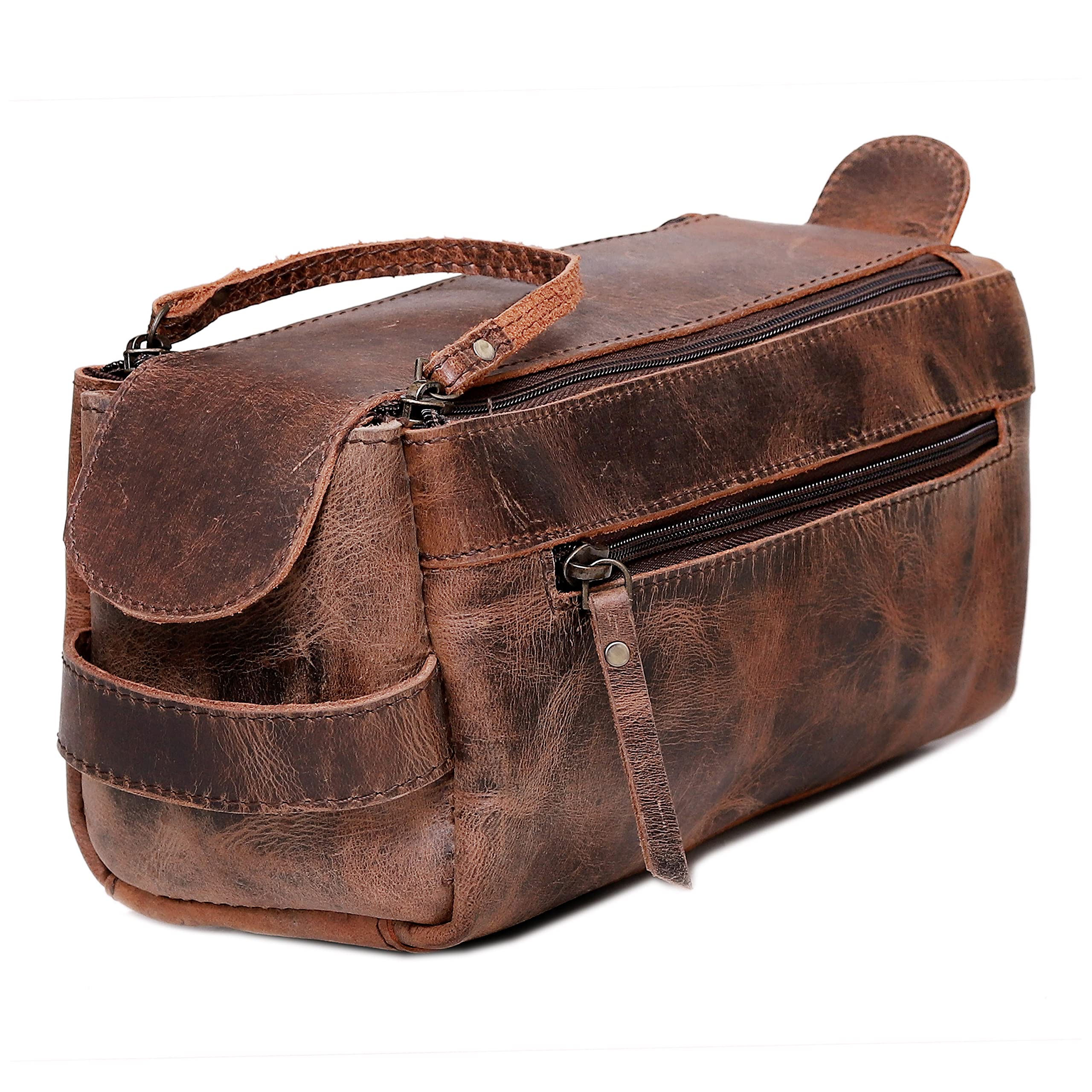 Cuero sac-toilette en cuir buffle, espace généreux pour voyage organisé.