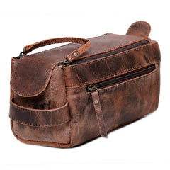 Cuero sac-toilette en cuir buffle, espace généreux pour voyage organisé.
