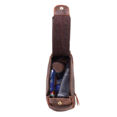 Cuero sac-toilette cuir buffle-ouverte, accès rapide pour produits essentiels.