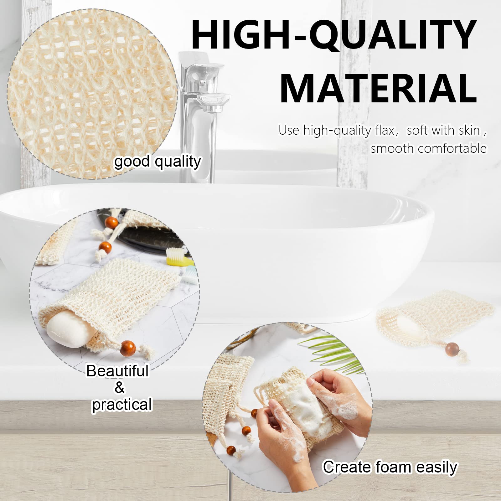 Cunhill bar soap net in cream color soft on skin.