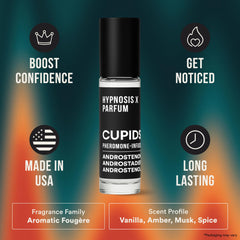 Cupids Hypnosis Roll-on, aplicación en puntos de pulso para mayor presencia.