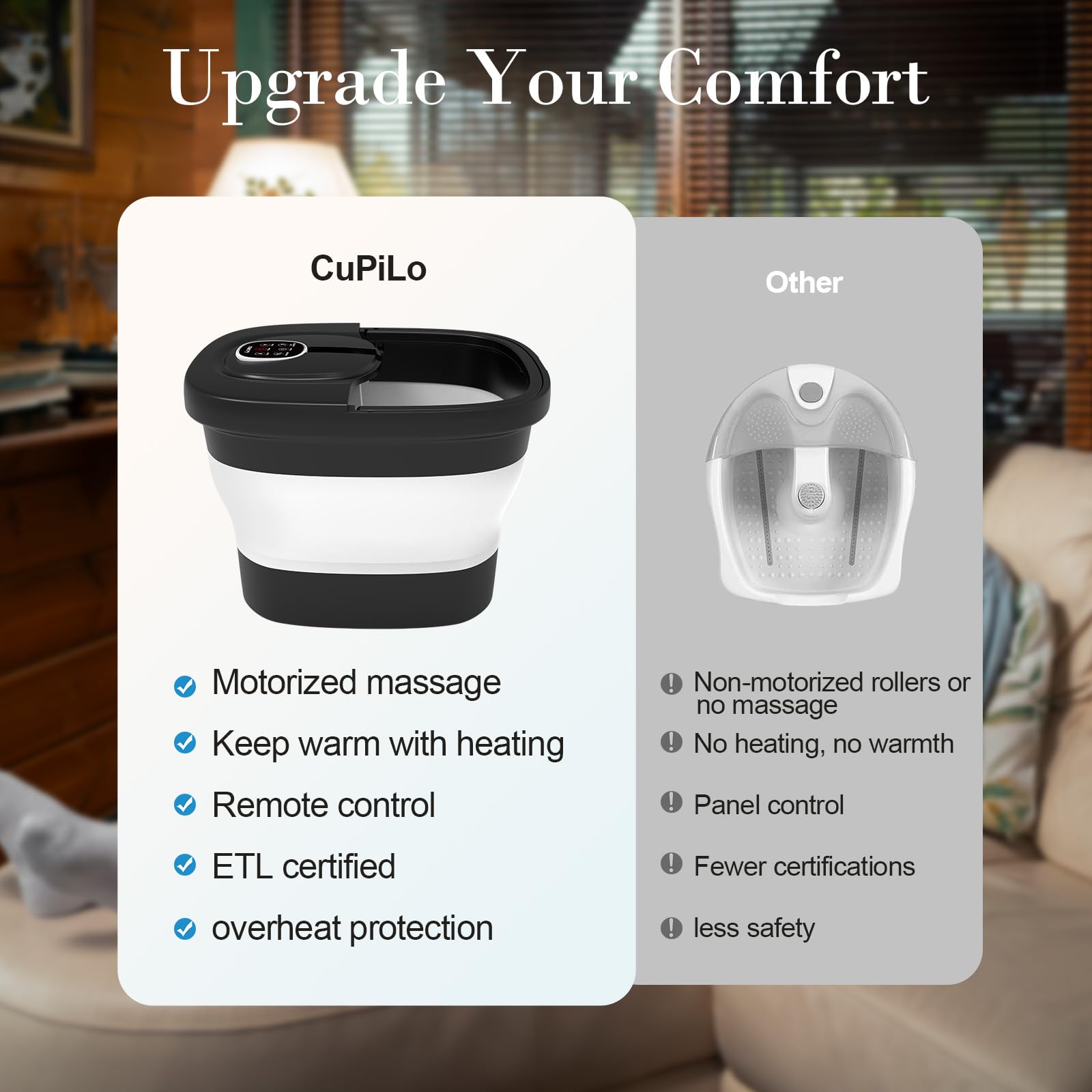 CuPiLo Foot Spa: mango para vaciado fácil del agua.
