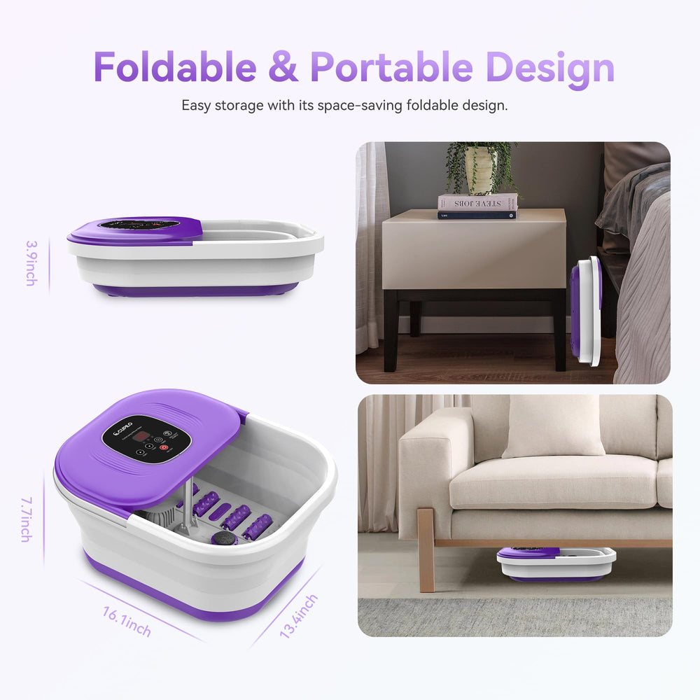 CuPiLo spa-pies-diseño-plegable: almacenamiento compacto para espacios pequeños.