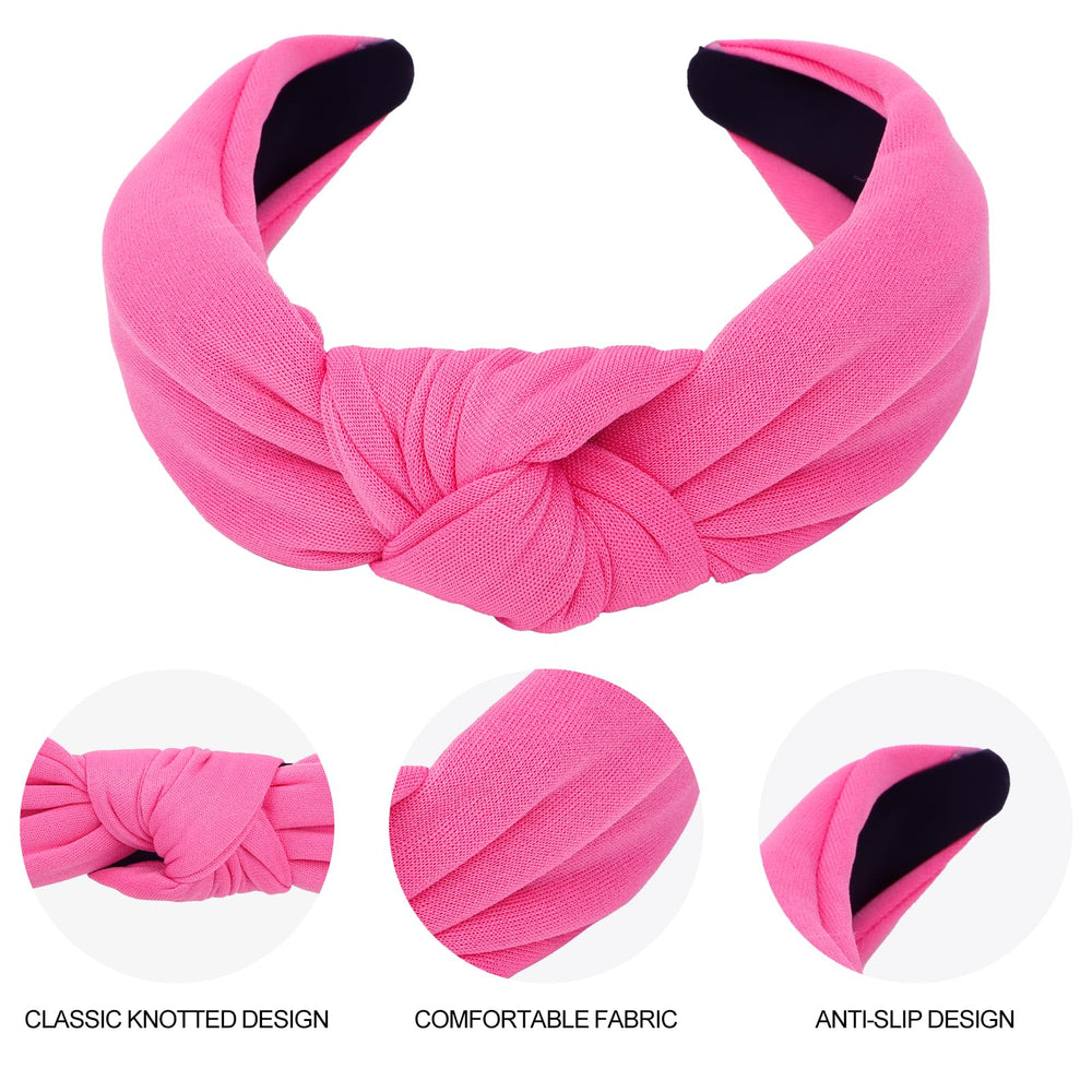 Diadema CURASA para fiestas, rosa brillante con nudo decorativo.