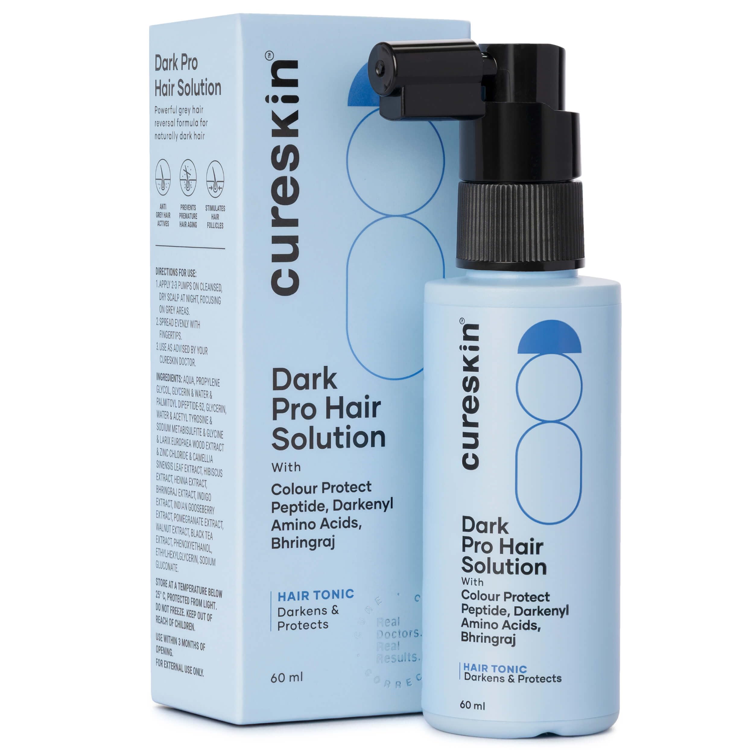 Cureskin Anti Canas: botella del serum para aplicación suave y sin pigmentos agresivos.
