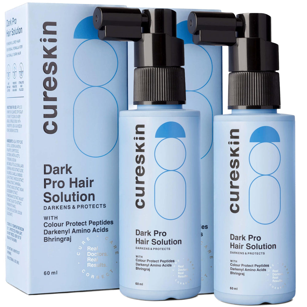 Cureskin Anti-Gris: flacon compact pour cheveux et barbe, application légère.