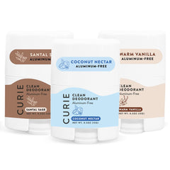 Desodorante Curie natural formato viaje, pack 3 mini unidades para llevar en cualquier viaje.