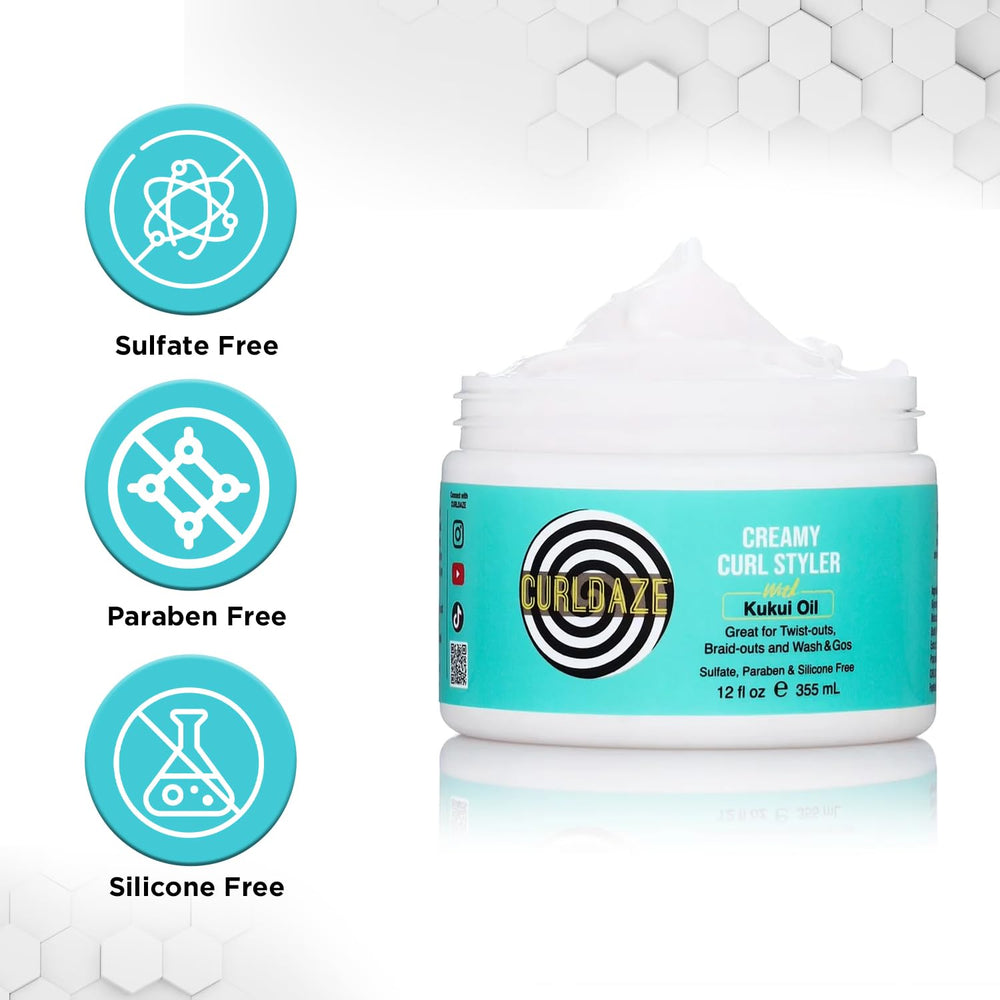 Curldaze Kukui Oil Creamy Curl Styler braid-out definition and lift