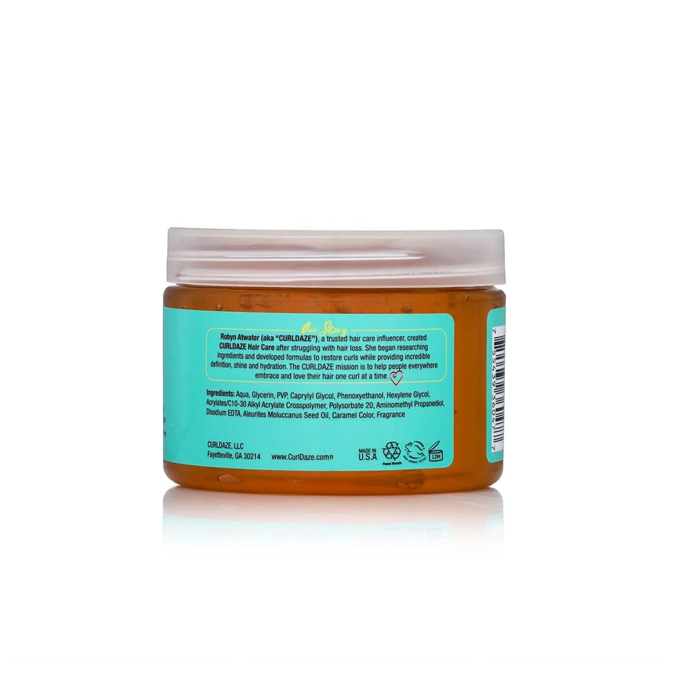 Curldaze Kukui oil nourishes dry or damaged hair during styling.