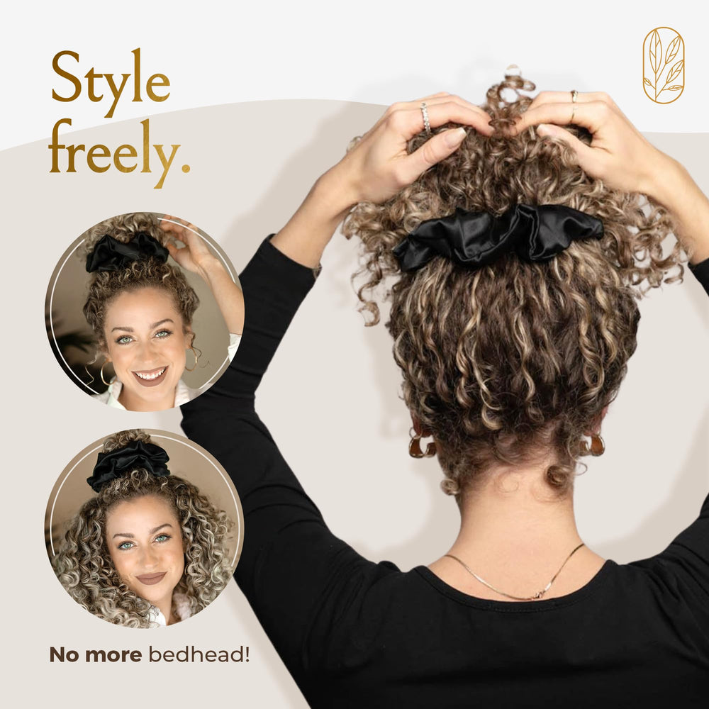 Curlfriend Collective scrunchie de seda Mulberry extragrande, evita el frizz en los rizos