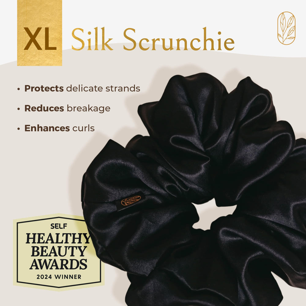 Curlfriend Collective scrunchie de seda Mulberry extragrande, uso diario para cabello grueso