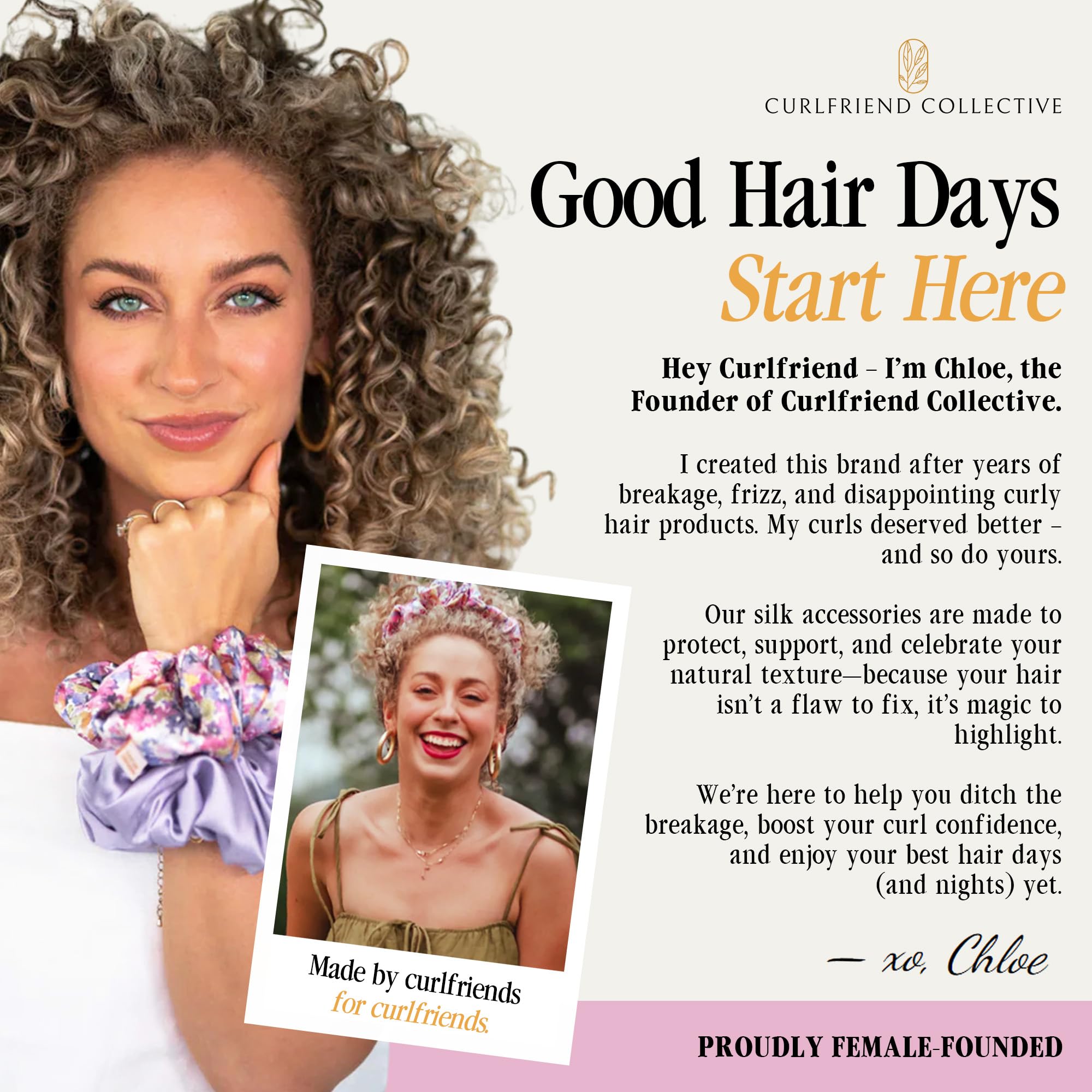 Curlfriend Onyx apariencia diaria elegante con banda de seda.
