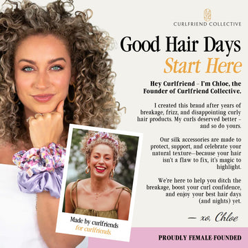 Curlfriend Onyx apariencia diaria elegante con banda de seda.