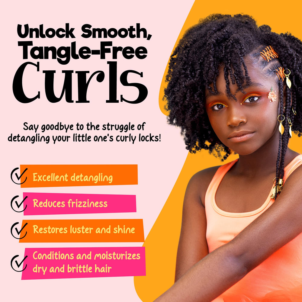 Champú CurlyKids para niños limpia suavemente rizos y texturas sin irritación.