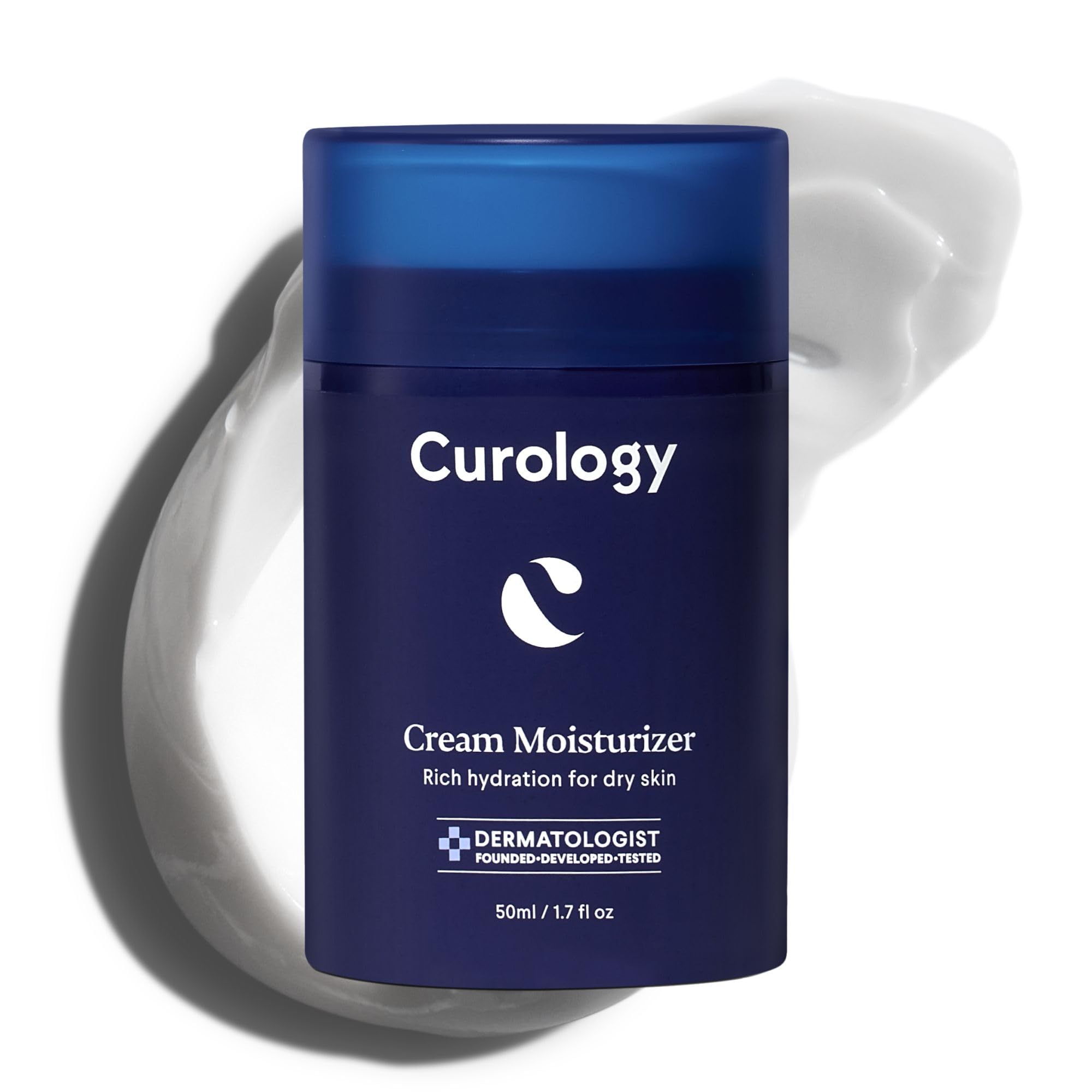 Curology crema hidratante rostro, envase sin aire facilita dispensación suave para uso diario.