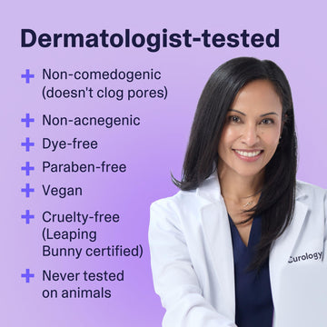 Etiqueta dermatologica probada y sin fragancia, adecuada para piel sensible
