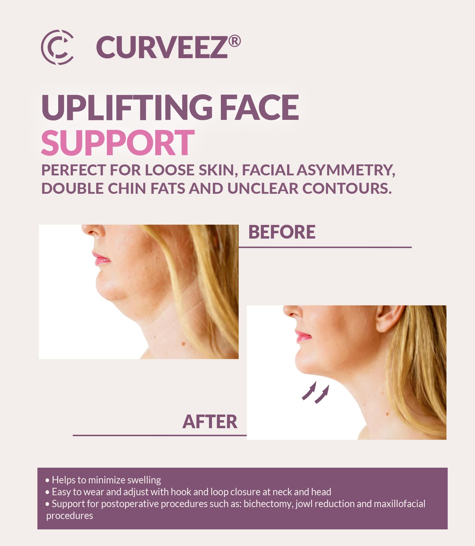 CURVEEZ mentonera reductora para papada y cuello ofrece soporte suave